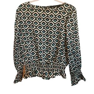 Hazel Black and Blue Geometric Blouse